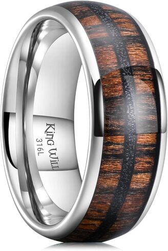 King Will Nature 8mm Mens مقبب أزرق/أخضر/بني/أسود من القيقب الأسود/الفضة طنانة كربيد فرقة زفاف مصنعة in Saudi Arabia