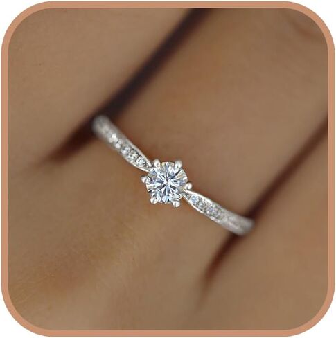 Round Cut Moissanite Ring for Women 925 Sterling Silver Cubic Zirconia Engagement Rings Solitaire Halo Promise Ring for Wife 14K Gold Plated CZ Eternity Diamond Wedding Band Jewelry Gifts Graduation Gift in Kuwait