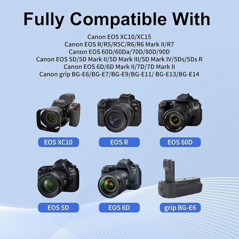 2 Pack of LP-E6NH Batteries and Charger for Canon EOS R R5 R6 R6II R7 EOS 90D 60D 70D 80D 5DIV 6DII 7D 7D Mark II Cameras 2200mAH High Capacity Battery in Kuwait