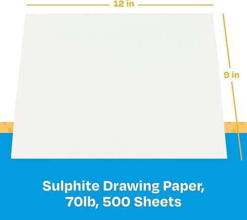 ورق رسم ساكس سلفيت، 70 رطل، 9 × 12 بوصة، أبيض إضافي، عبوة من 500 قطعة - 206309 in Kuwait