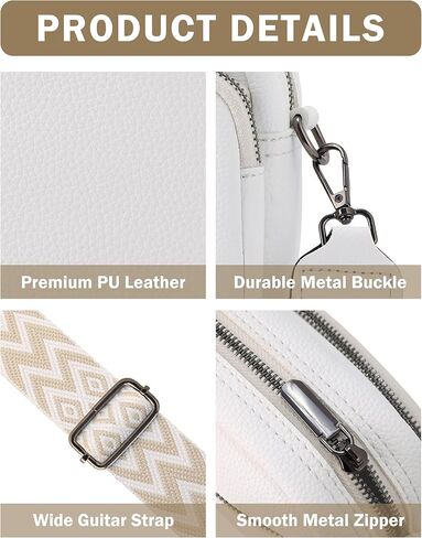 محفظة Crossbody للنساء مع حزام الغيتار الواسع القابل للتعديل ، وأكياس كتف كاتبة صغيرة من الجلد in Kuwait