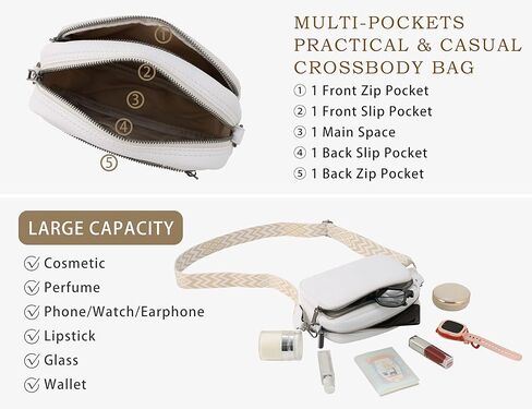 محفظة Crossbody للنساء مع حزام الغيتار الواسع القابل للتعديل ، وأكياس كتف كاتبة صغيرة من الجلد in Kuwait