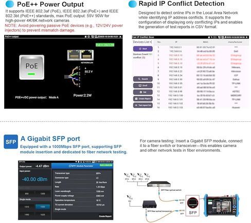 Upgraded 8K IP Camera Tester, WANLUTECH CCTV Tester 7 inch Touchscreen 8MP TVI CVI AHD SDI CVBS Camera Tester RJ45 Cable Tester PoE Network Tools RS485 WiFi HDMI I/O VGA in (IPC-9800ADHS Pro) in Kuwait