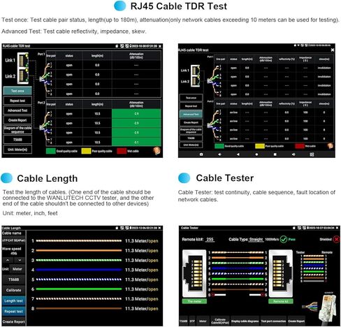 Upgraded 8K IP Camera Tester, WANLUTECH CCTV Tester 7 inch Touchscreen 8MP TVI CVI AHD SDI CVBS Camera Tester RJ45 Cable Tester PoE Network Tools RS485 WiFi HDMI I/O VGA in (IPC-9800ADHS Pro) in Kuwait