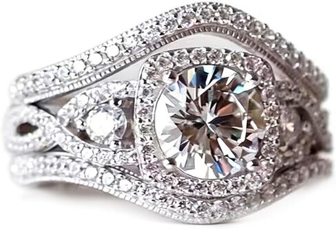 LRESJJIUJ 3 PCS 925 Sterling Silver Stackable Engagement Rings Set Cubic Zirconia Eternity Bands Wedding Promise Rings for Women Princess Emerald Cut CZ Stackable Wedding Ring 7 in Kuwait