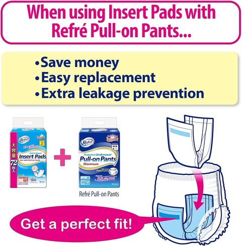 Adult Diaper Insert Pads - Unisex Protective Underwear Liners for Added Protection - Booster Pads for Disposable Pull-On Pants - Odor Control Adhesive Incontinence Pads - 6.3"x 18.1" - 30 Ct in Saudi Arabia