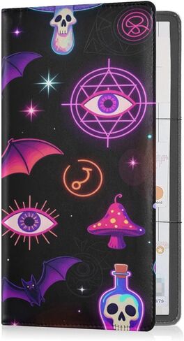 Car Registration and Insurance Card Holder Leather Glove Box Organize Men Women Wallet Accessories Case for Cards, Essential Document Driver License Funny Bright Witchy Elements in Kuwait