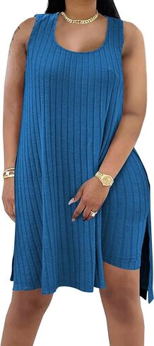 Women's Plus Size Two Piece Outfits Summer Sleeveless Tunic Tops Bodycon Biker Shorts Sweatsuits Sets in Kuwait