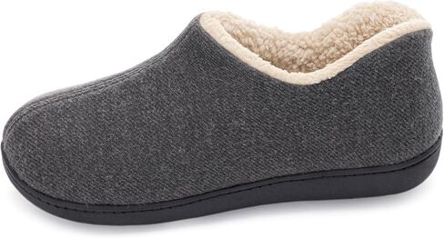 ULTRAIDEAS Women’s Cozy Faux Sherpa Fleece Slippers with Drawstring, Memory Foam Closed Back House Shoes with Nonslip Rubber Sole for Indoor and Outdoor（Black Grey, Size 10） in Kuwait