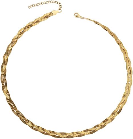 Stainless Steel Tricolor Choker Necklace Tri Braided Herringbone Chain Necklace for Women in Saudi Arabia