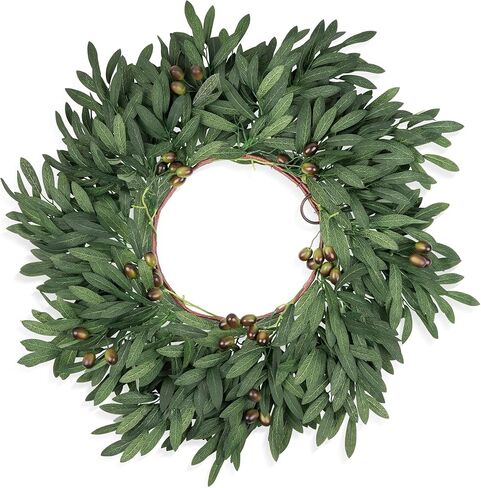 26 Inch Olive Wreaths for Front Door, Artificial Large Spring Summer All Seasons Year Round Green Lush Olive Branch Wreath for Home Farmhouse Porch Window Outdoor Indoor in Saudi Arabia