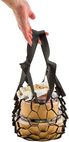 أكياس شبكية من Restaurantware Bag Tek مقاس 7.9 بوصة، وأكياس تسوق شبكية قابلة للتوسيع - مقابض مدمجة، يمكن التخلص منها، حقائب سوق شبكية سوداء غير منسوجة، تصميم على شكل قرص العسل، للإخراج أو التوصيل in Saudi Arabia