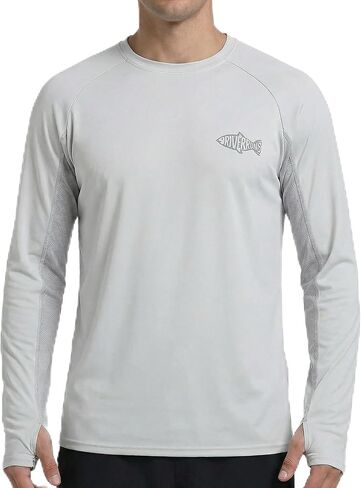 رجال UPF 50+ قميص حماية من أشعة الشمس الأكمام الطويلة جافة قميص الصيد جاف واقي طفح جلدي السباحة المشي لمسافات طويلة in Kuwait