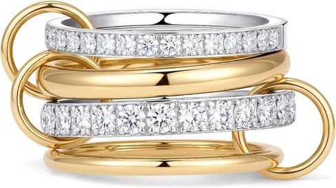 gelbesty Stackable Gold Silver Band Rings for Women Non Tarnish, Cubic Zirconia Statement Thumb Pinky Rings Two Tone, Mixed Metal Jewelry for Women Size 5/6/7/8/9/10/11 in Kuwait