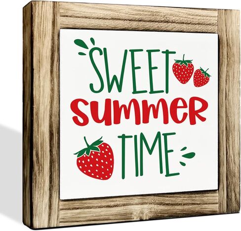 علامات الخشب الصيفي ، علامات الصيف مرحبا ، ديكور منزل مزرعة حديثة لرفوف الطاولة ، مربع لافتة دائرة دائرة علامة الخشب ، ديكورات ، ديكورات طاولة ريفية ، لوحة خشبية مزخرفة 5.9 × 5.9 بوصة in Kuwait