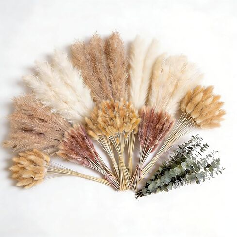 710Pcs Natural Dried Pampas Grass Decor, 17" Dried Flower Bouquets Boho Home Decor for Wedding Floral Arrangements Party Table Rustic Farmhouse Modern Home, Living Room, Nursery, Beach, Office, Hotel in Kuwait