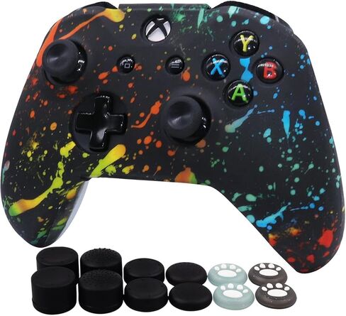 RALAN Controller Skin for Xbox One, Anti-Slip Silicone Controller Cover Protector Case Compatible for Xbox 1 Wireless/Wired Gamepad Joystick with 4 Thumb Grips Caps and Black Pro Thumb Grip x 8 in Kuwait
