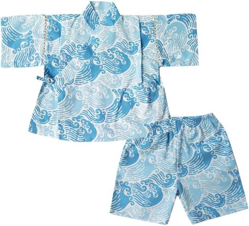 Jinbei Kids Girls Boys Top Bottom Set Kimono Baby Summer Cotton Japanese Style in Saudi Arabia