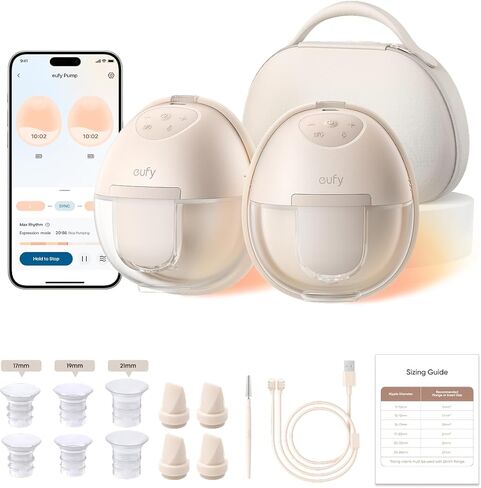 مضخة الثدي التي يمكن ارتداؤها من Eufy ، مضخة ثدي خالية من اليدين ، مع تقنية Heatflow ™ الرائدة في الصناعة ، وعلاج الشحن اللاسلكي ، والسيطرة على التطبيق ، والشفط على مستوى المستشفى ، والاستخدام في البرولة in Kuwait