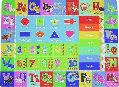 Baby Play Mat for Floor, Non-Slip Playmat for Toddlers & Infants, Extra Thick Large Padded Educational ABC Kids Rug for Crawling & Playing Super Soft Plush Surface to Keep Safe(60"x80") in Saudi Arabia