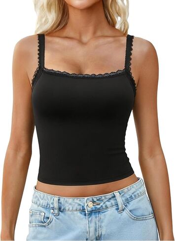 قمم Avidlove Camisole Tops للنساء الدانتيل دانتيل أعلى y2k مربع الرقبة السفلية الخروج من قمم الصيف 2025 العصرية in Saudi Arabia