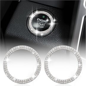 Bling Push Start Button Cover,Heart Design Push to Start Button Cover with Rhinestone for Car Decoration,Scratch-Resistant Engine Start Stop Button Cover for Women & Girls (White) in Kuwait