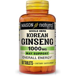 MASON NATURAL Korean Ginseng 1000 mg - Supports Overall Energy and Performance, Improved Endurance and Vitality, 60 Tablets in Kuwait