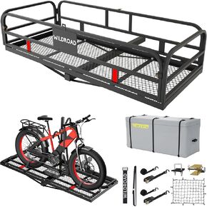 Wildroad Hitch Mount Cargo Carrier Basket 500 LBS Folding Vehicle Cargo Baskets 60" x 24" x 14" Fits 2" Receiver with 2" Hitch Stabilizer for SUV, Pickup Truck, Trailer in Saudi Arabia