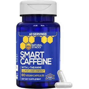 حبوب الكافيين الذكية من ناتشورال ستاكس 60 قيراط - 200 ملغ من الثيانين + 100 ملغ من الكافيين - طاقة فورية وتركيز للحياة المدرسية والعمل - بدون توتر أو تحطم in Kuwait