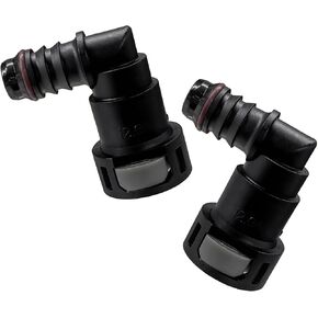 2 PCS Fuel Line Quick Connector, 3/8 SAE to 5/16 ID Nylon Tubing Straight Fuel Line Connector, Bundy Female to Hose Barb Straight Fitting Quick Plugs for Most Vehicles (Elbow) in Kuwait