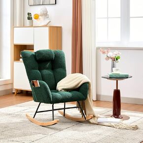 300lb Capacity Nursery Glider Rocker,Teddy Upholstered with Wood Legs for Living Room,Bedroom Nursery Includes Side Pockets in Saudi Arabia