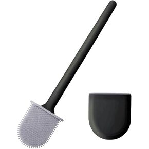 Toilet Brush,Deep Cleaner Silicone Toilet Brushes with No-Slip Long Plastic Handle and Flexible Bristles,Silicone Toilet Brush with Quick Drying Holder Set in Saudi Arabia