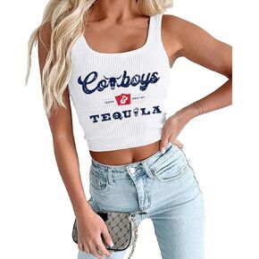 رعاة البقر وتيكيلا تانك توب نساء ريفي موسيقى الريف قمم المحاصيل الغربية الحفل الموسيقي الكامي قميص كامي قميص in Kuwait