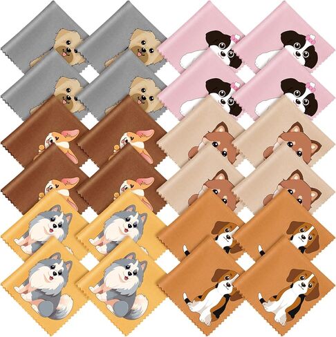 Breling 24 Pack Microfiber Cleaning Cloths Cute Kitty Cat Design Gift Soft Multicolor Glasses Cleaner Cloth Effective Cleans Lenses, Screens, Cameras, Eyeglasses, Cell Phone, LCD TV Screens and More in Saudi Arabia