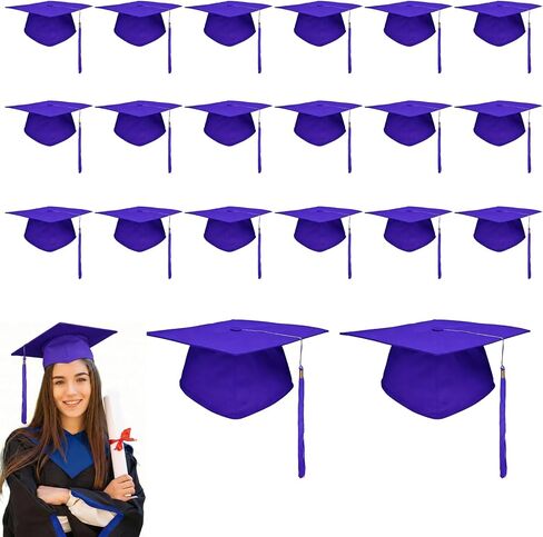 8 Pcs Black Graduation Cap with Tassel Adjustable Adult Graduation Hat for Women Men Graduation Supplies Fancy Dress Accessory Photo Props in Kuwait