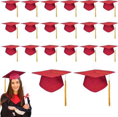 8 Pcs Black Graduation Cap with Tassel Adjustable Adult Graduation Hat for Women Men Graduation Supplies Fancy Dress Accessory Photo Props in Kuwait