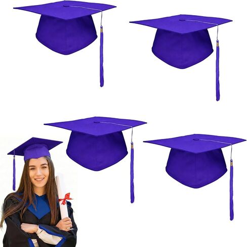 8 Pcs Black Graduation Cap with Tassel Adjustable Adult Graduation Hat for Women Men Graduation Supplies Fancy Dress Accessory Photo Props in Kuwait