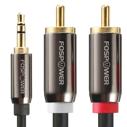 FosPower 3.5mm to RCA Cable (10FT), RCA Audio Cable 24K Gold Plated Male to Male Stereo Aux Cord [Left/Right] Y Splitter Adapter Step Down Design in Kuwait