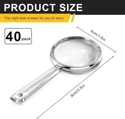 BILLIOTEAM 40 قطعة من النظارات البلاستيكية الصغيرة المكبرة المحمولة ، المكبرات المحمولة ، مجموعة زجاجية مكبرة للقراءة، عدسة مكبرة محمولة للأطفال، كبار السن ، المدرسة ، الطلاب، الهواء الطلق in Kuwait