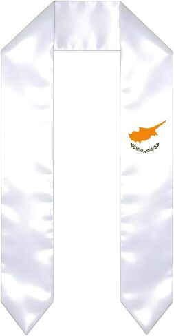 Cyprus Flag Graduation Stole Satin Stole Scarf for Study Aboard International Students 72" Length in Kuwait