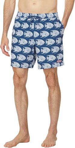 vineyard vines Men's 7 Inch Printed Chappy Swim Trunks, Lghthse Red/Td Blue in Saudi Arabia