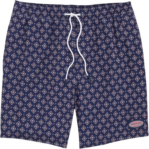vineyard vines Men's 7 Inch Printed Chappy Swim Trunks, Lghthse Red/Td Blue in Saudi Arabia