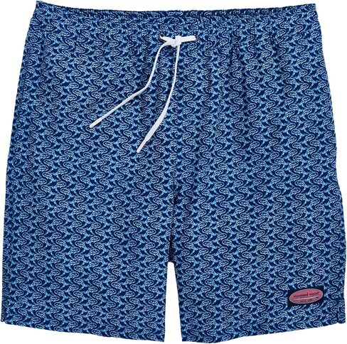 vineyard vines Men's 7 Inch Printed Chappy Swim Trunks, Lghthse Red/Td Blue in Saudi Arabia