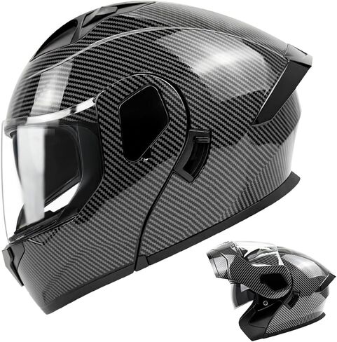 خوذة الدراجات النارية المعيارية ، الوجه الكامل للوجه مزدوج خوذة دراجة دراجة نارية من أجل ATV UTV Street Racing Dirt Snowmobile Moped Cruiser ، DOT Addenced (Matte Black ، XL) in Kuwait