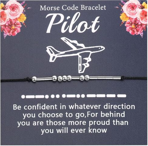 LQRI Airplane Pilot Gifts Pilot Bracelet Morse Code Bracelet Aviation Jewelry Future Pilot New Pilot Gifts Pilot Graduation Gifts in Saudi Arabia