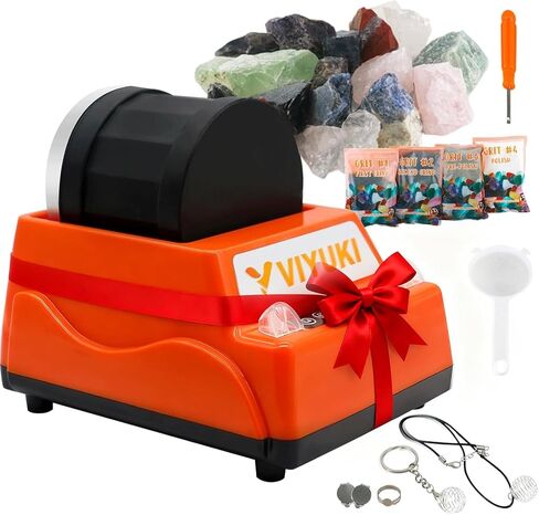 2024 Rock Tumblers Kit - Includes Rough Gemstones, 4 Polishing Grits, Jewelry Fastenings,Operating Instruction, Great Stem Science Kit for Teen in Kuwait