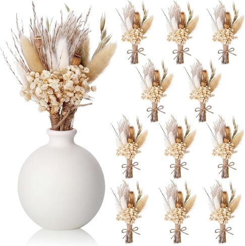NUANCHU 12 PCS MINI مجفف باقة زهرة 6 "زهرة صغيرة مجففة صغيرة مع جذع لعيد ميلاد DIY Crafts Scrapbook Vase Boho Party Party Cake Bridesmaid Gifts Decor in Saudi Arabia