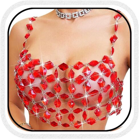 السلسلة الكريستالية الكريستالية أعلى سلسلة راينستون سلسلة صدرية فضية سلسلة الرسن العلوي مجوهرات الجسم البراقة للنساء in Kuwait