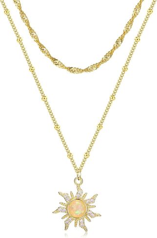 Dochais Layered Gold Chain Necklaces for Women Dainty Choker Charm Necklace Stack 14k Gold-Plated Non-Tarnish Statement Pendant Necklace Set in Kuwait