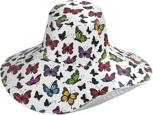 MNSRUU Wide Brim Hats Women Butterfly Sun Hat Packable Sun Visors Summer Beach Hat for UV Protection in Kuwait
